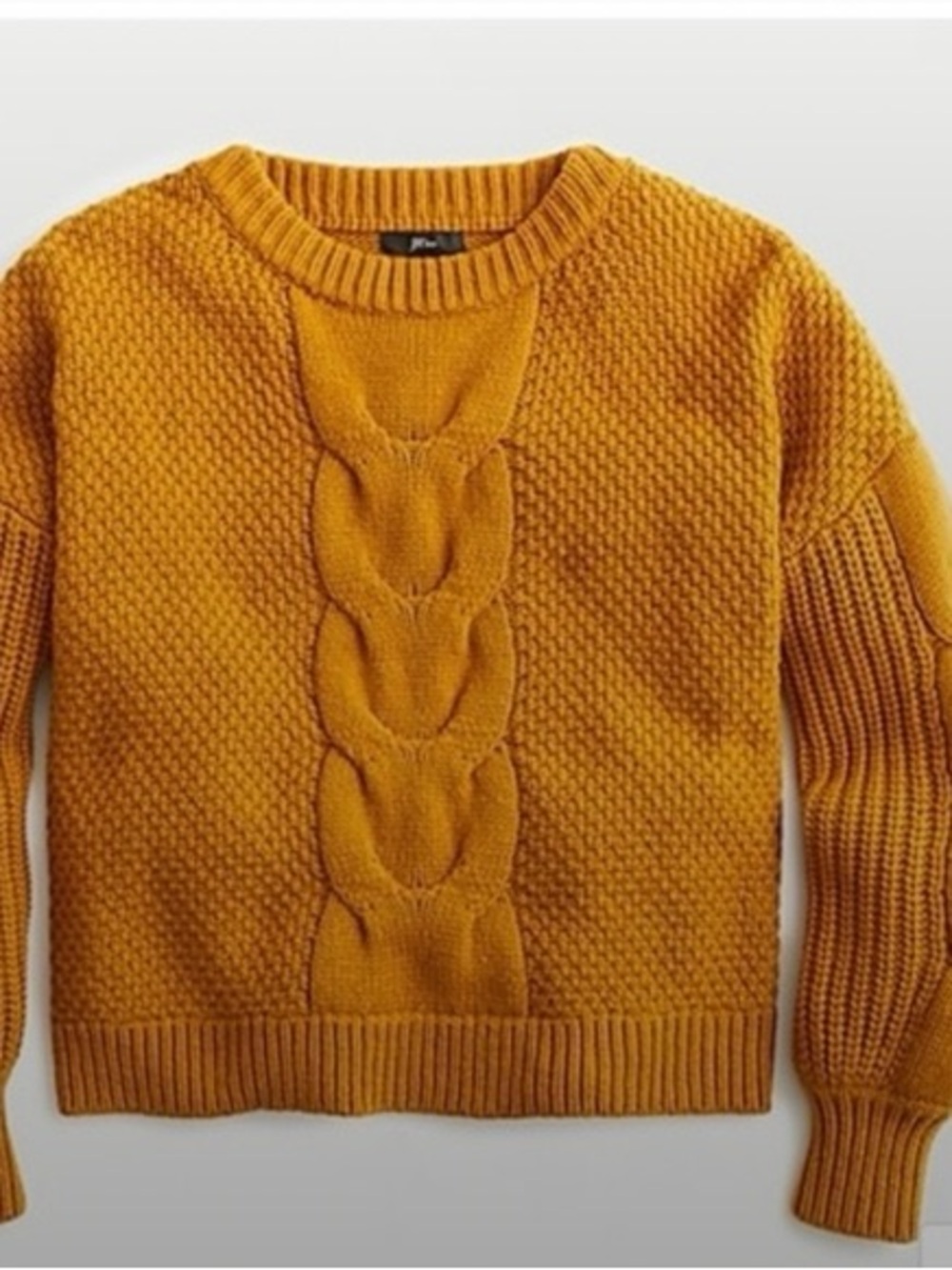 J.Crew balloon sleeve cropped oversized sweater wool blend, dark mustard